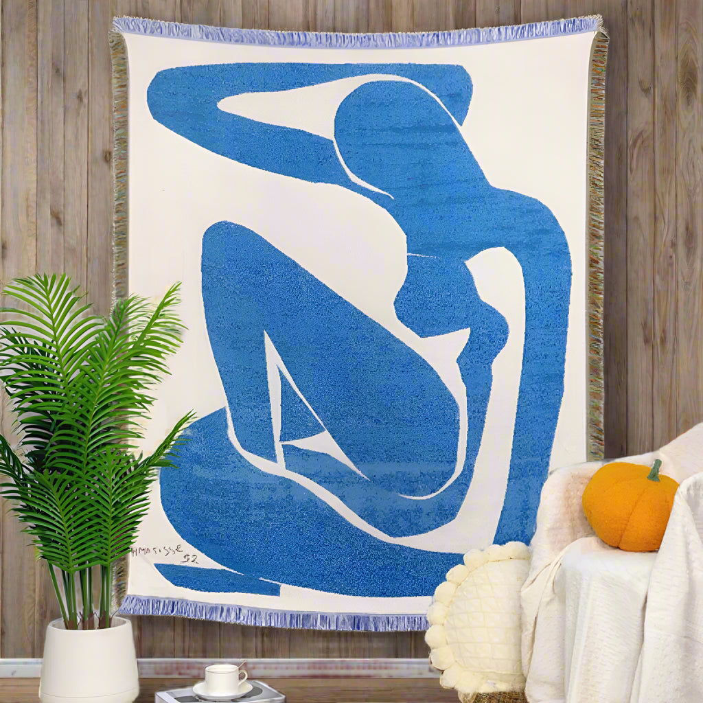 Throw Blanket Cotton-Blend Jacquard Vibrant Block Design