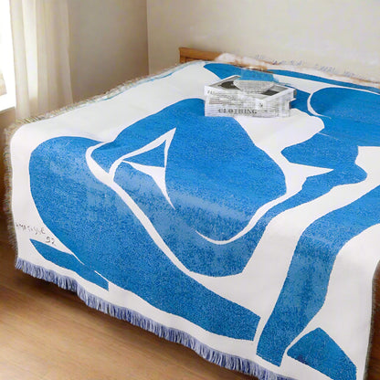 Throw Blanket Cotton-Blend Jacquard Vibrant Block Design