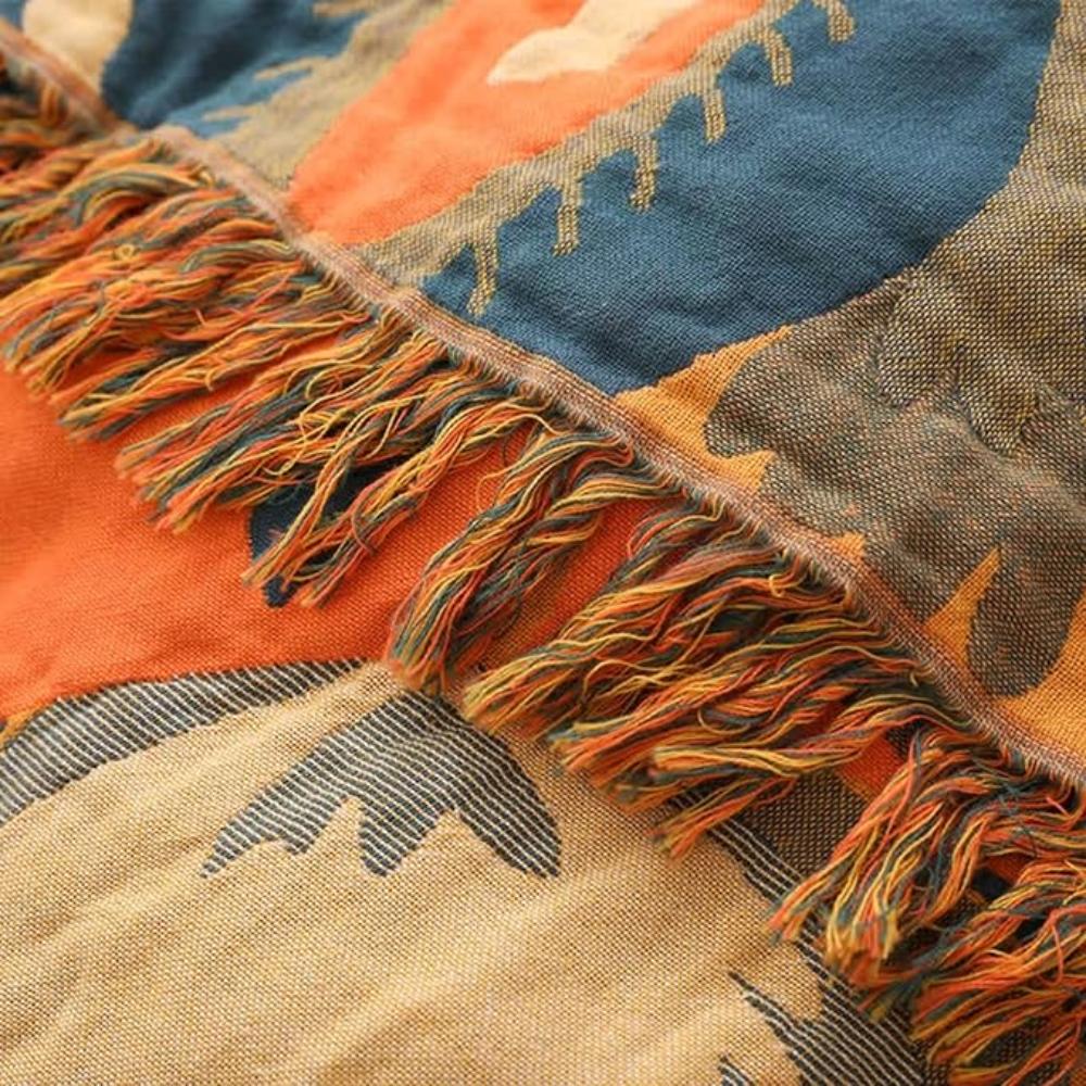 Throw Blanket Cotton Boho Floral Lightweight & Breathable