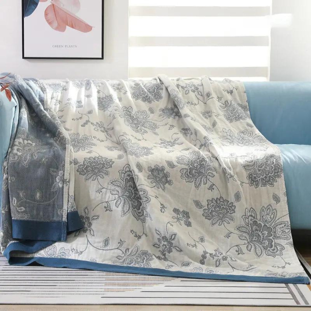 Throw Blanket Cotton Floral Jacquard Breathable