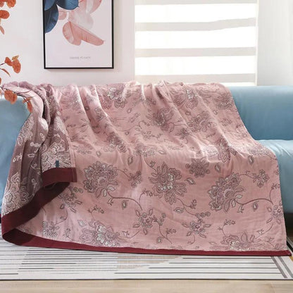 Throw Blanket Cotton Floral Jacquard Breathable