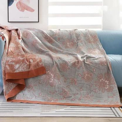 Throw Blanket Cotton Floral Jacquard Breathable