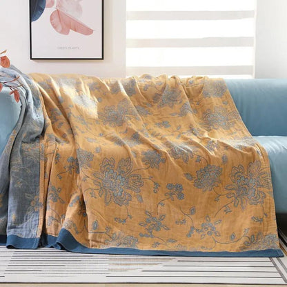 Throw Blanket Cotton Floral Jacquard Breathable