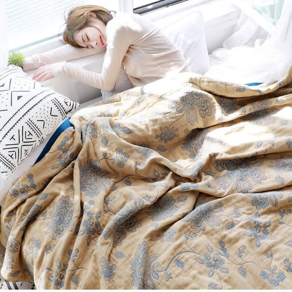 Throw Blanket Cotton Floral Jacquard Breathable