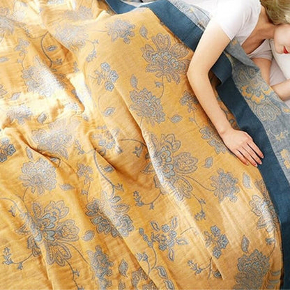 Throw Blanket Cotton Floral Jacquard Breathable