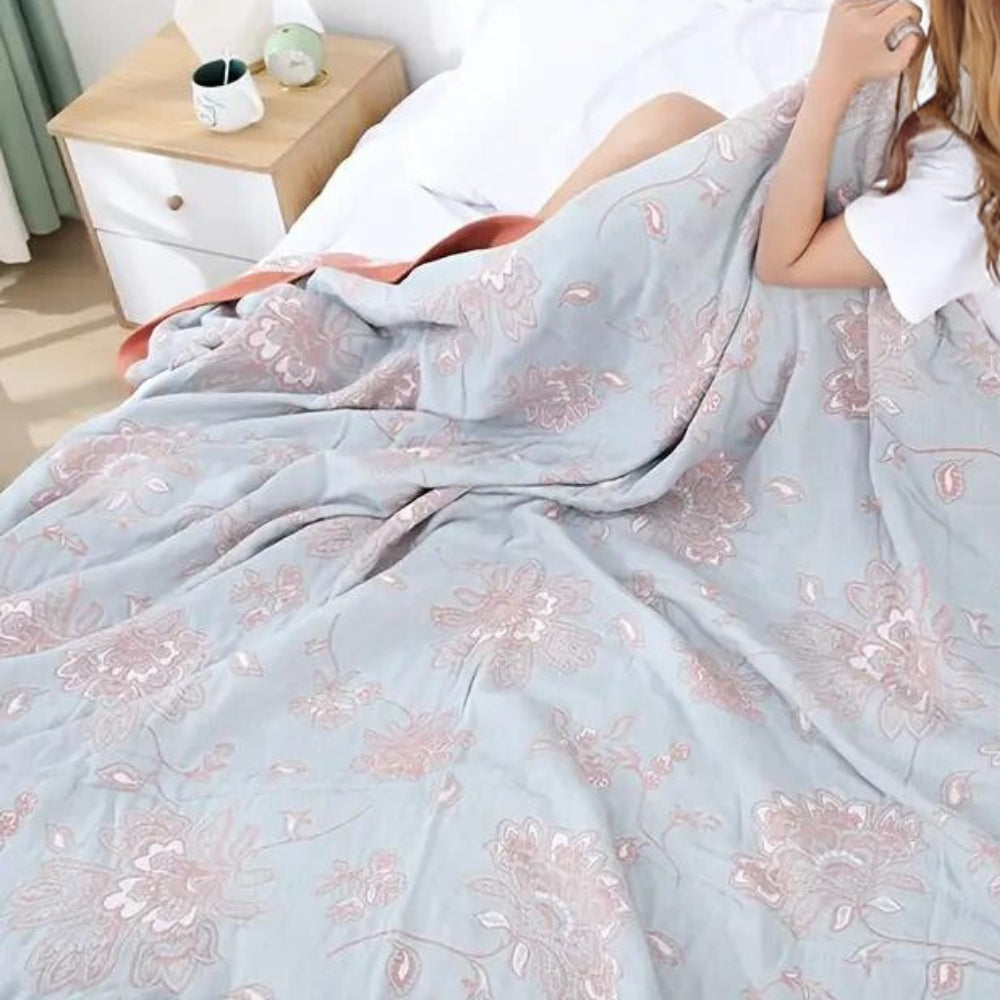 Throw Blanket Cotton Floral Jacquard Breathable