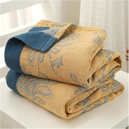 Throw Blanket Cotton Floral Jacquard Breathable