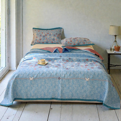 Throw Blanket Cotton Gauze Floral Jacquard Lightweight & Breathable
