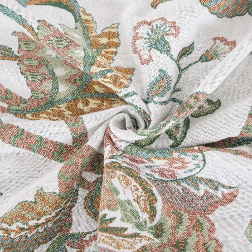 Throw Blanket Cotton Jacquard Paisley Tassel Trim