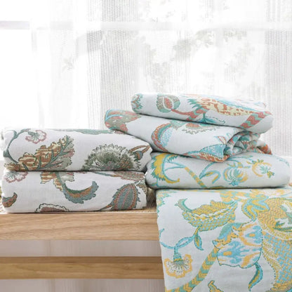 Throw Blanket Cotton Jacquard Paisley Tassel Trim