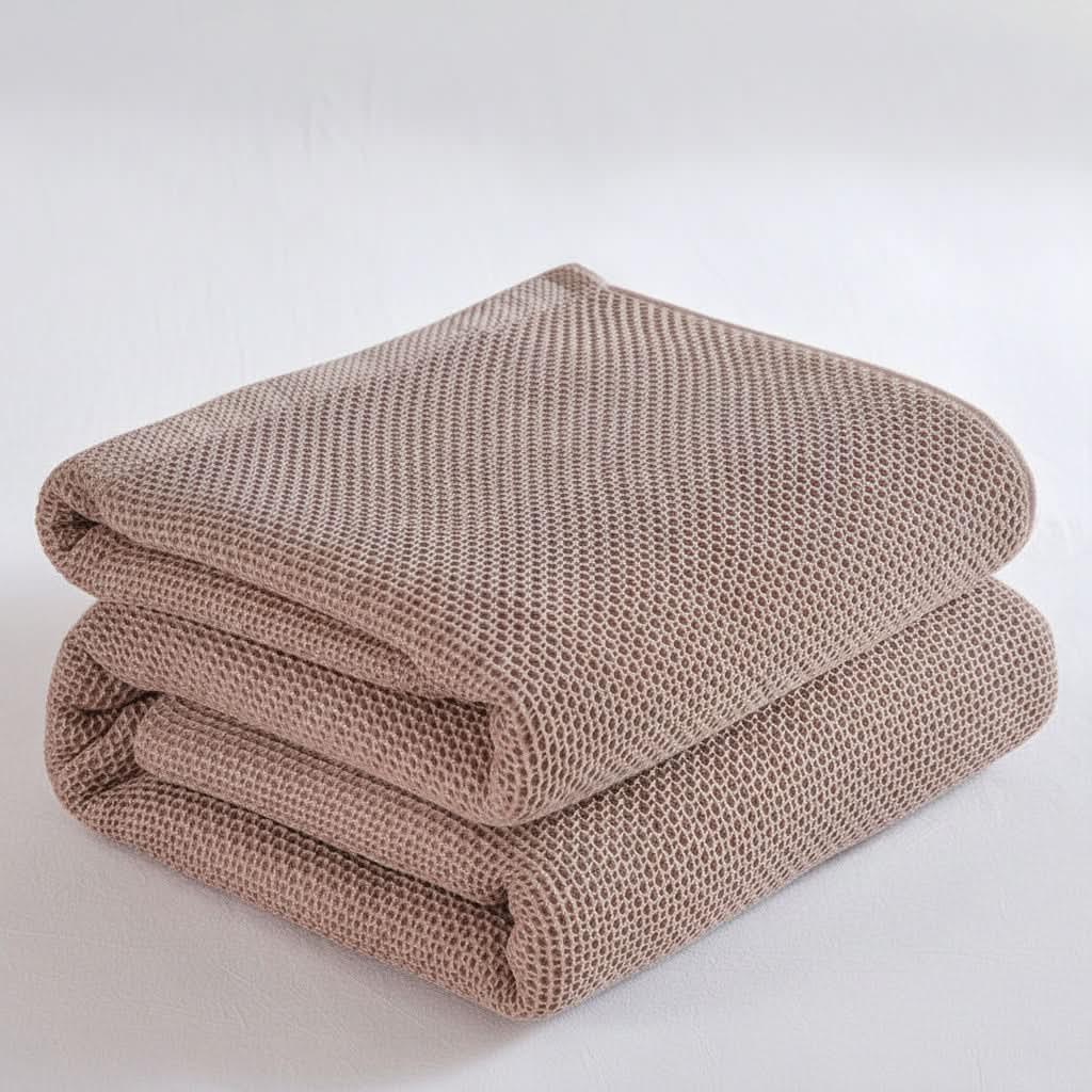 Throw Blanket Cotton-Polyester Muslin Lightweight Breathable Tassel Trim