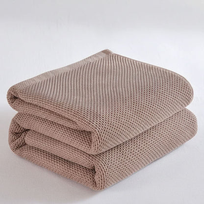 Throw Blanket Cotton-Polyester Muslin Lightweight Breathable Tassel Trim