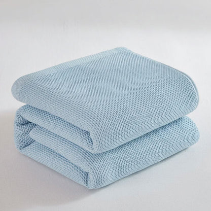 Throw Blanket Cotton-Polyester Muslin Lightweight Breathable Tassel Trim