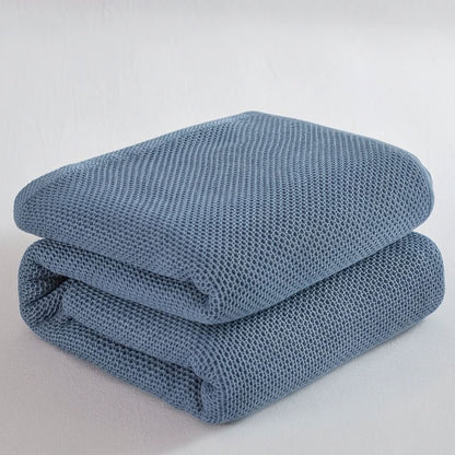 Throw Blanket Cotton-Polyester Muslin Lightweight Breathable Tassel Trim