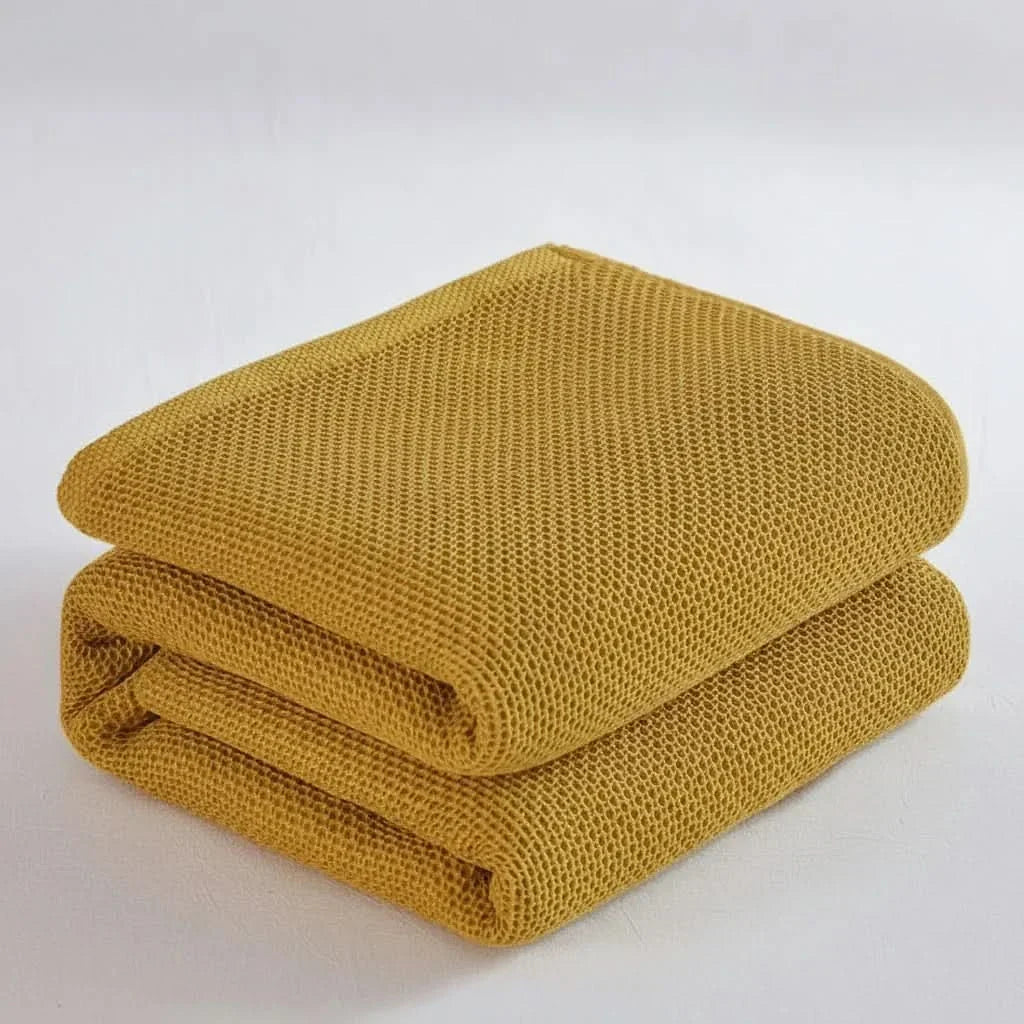 Throw Blanket Cotton-Polyester Muslin Lightweight Breathable Tassel Trim
