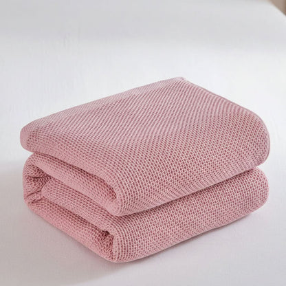 Throw Blanket Cotton-Polyester Muslin Lightweight Breathable Tassel Trim