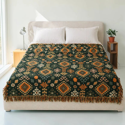 Throw Blanket Cotton Reversible Tribal Geometric