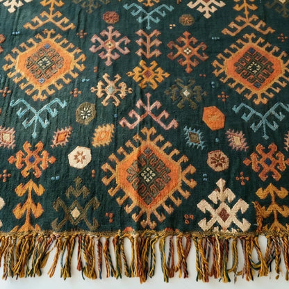 Throw Blanket Cotton Reversible Tribal Geometric