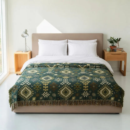 Throw Blanket Cotton Reversible Tribal Geometric