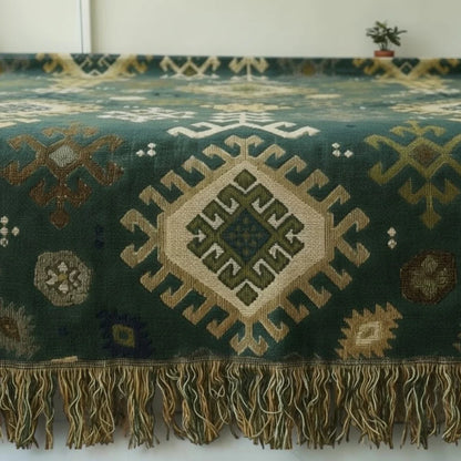 Throw Blanket Cotton Reversible Tribal Geometric