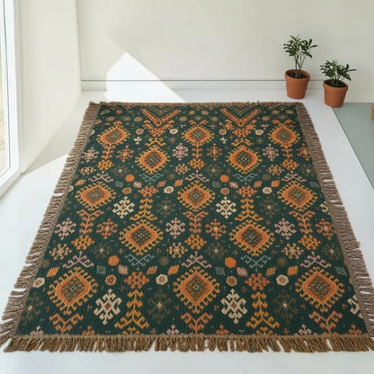 Throw Blanket Cotton Reversible Tribal Geometric
