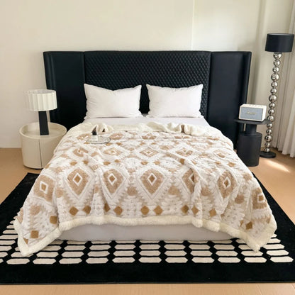 Throw Blanket Double-Layer Microfiber All-Season Geometric Diamond