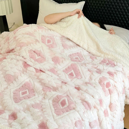 Throw Blanket Double-Layer Microfiber All-Season Geometric Diamond