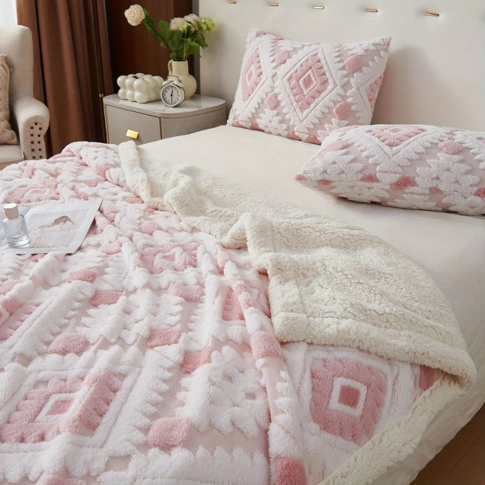 Throw Blanket Double-Layer Microfiber All-Season Geometric Diamond