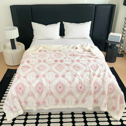 Throw Blanket Double-Layer Microfiber All-Season Geometric Diamond