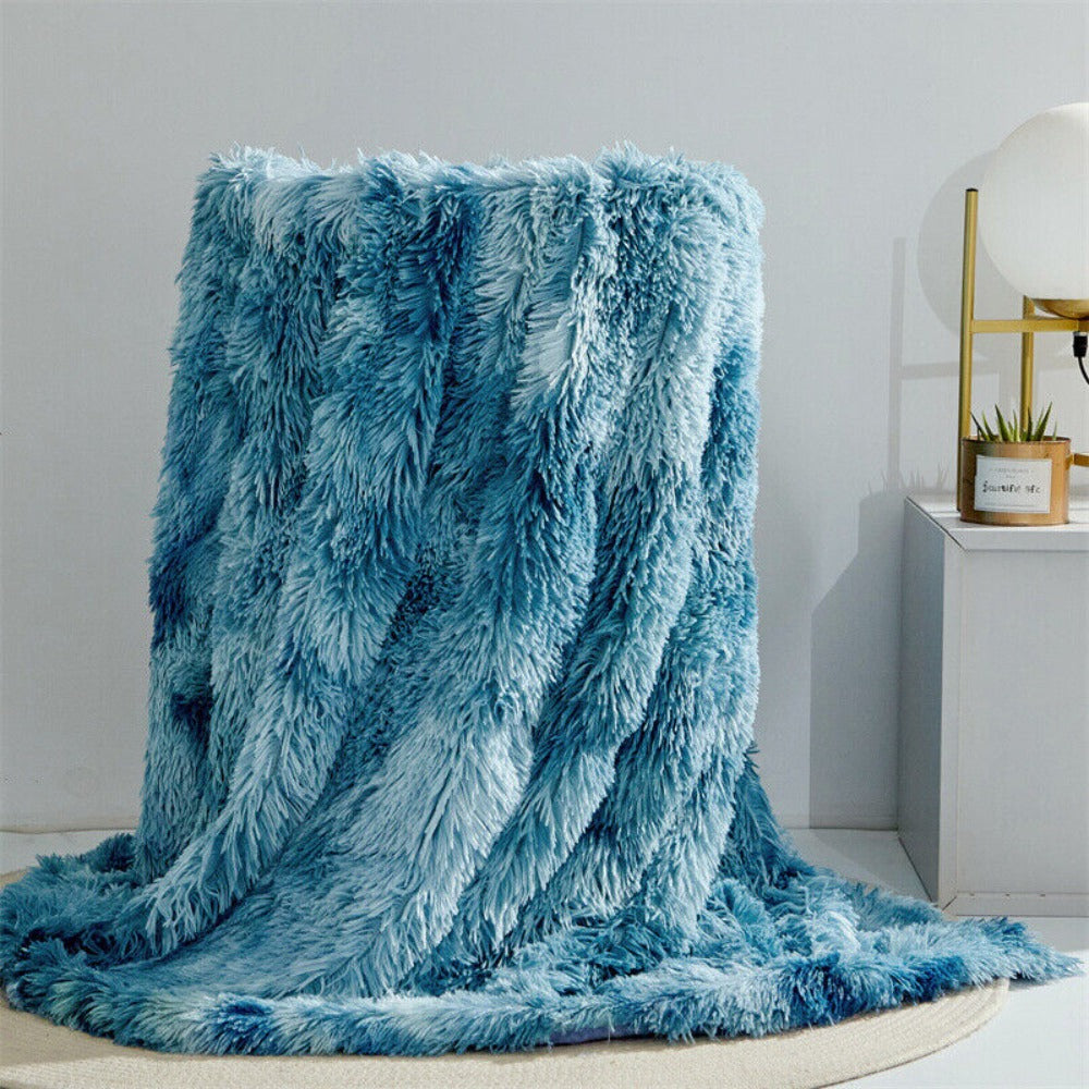 Throw Blanket Faux Fur Reversible Machine Washable