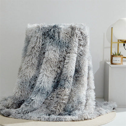 Throw Blanket Faux Fur Reversible Machine Washable