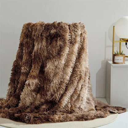 Throw Blanket Faux Fur Reversible Machine Washable