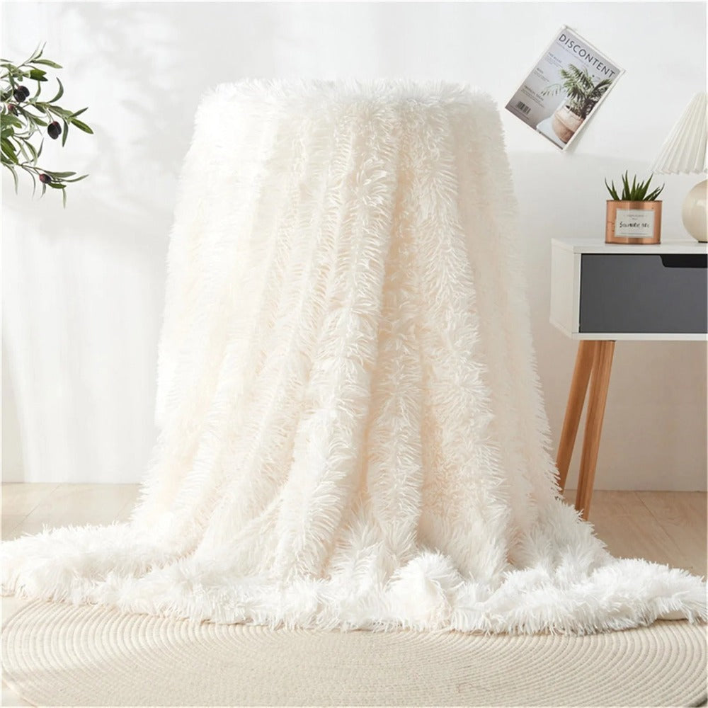 Throw Blanket Faux Fur Reversible Machine Washable