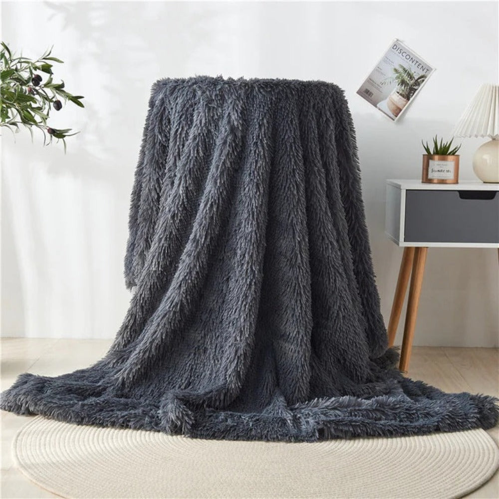 Throw Blanket Faux Fur Reversible Machine Washable