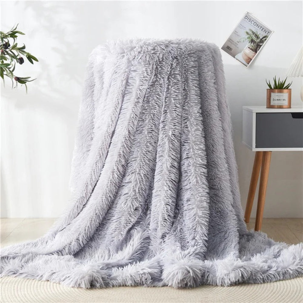 Throw Blanket Faux Fur Reversible Machine Washable