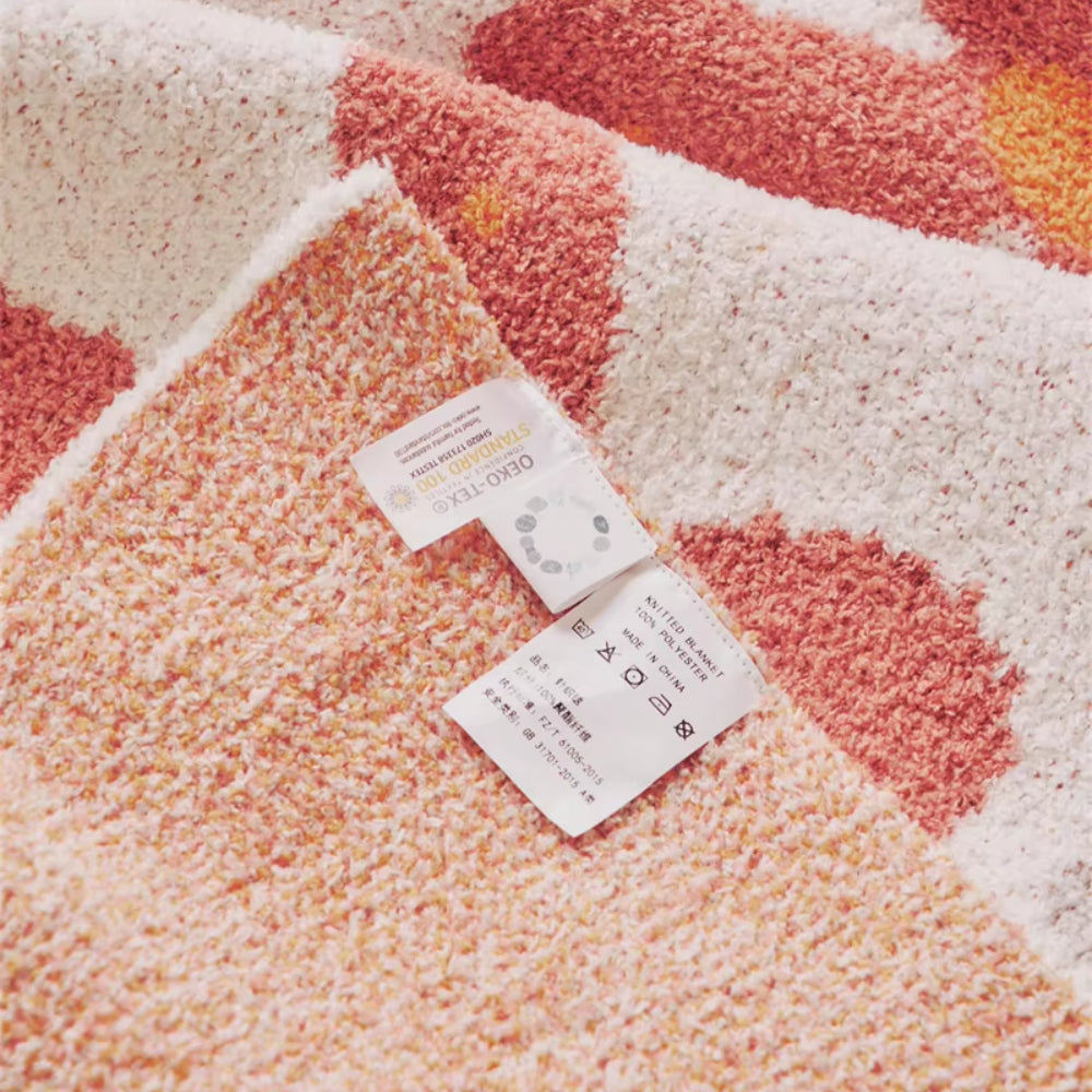 Throw Blanket Floral Knit Cotton-Microfiber Machine Washable