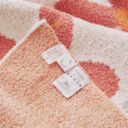 Throw Blanket Floral Knit Cotton-Microfiber Machine Washable