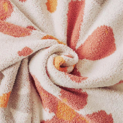 Throw Blanket Floral Knit Cotton-Microfiber Machine Washable