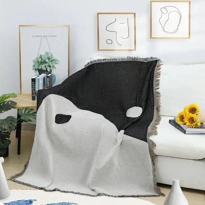 Throw Blanket Jacquard Yin Yang Cotton & Microfiber