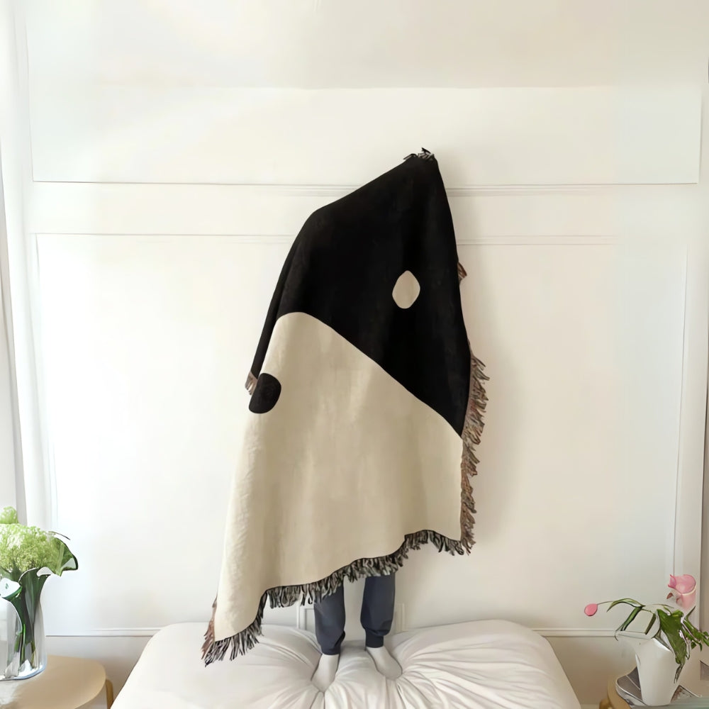 Throw Blanket Jacquard Yin Yang Cotton & Microfiber