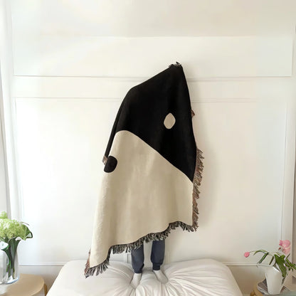Throw Blanket Jacquard Yin Yang Cotton & Microfiber