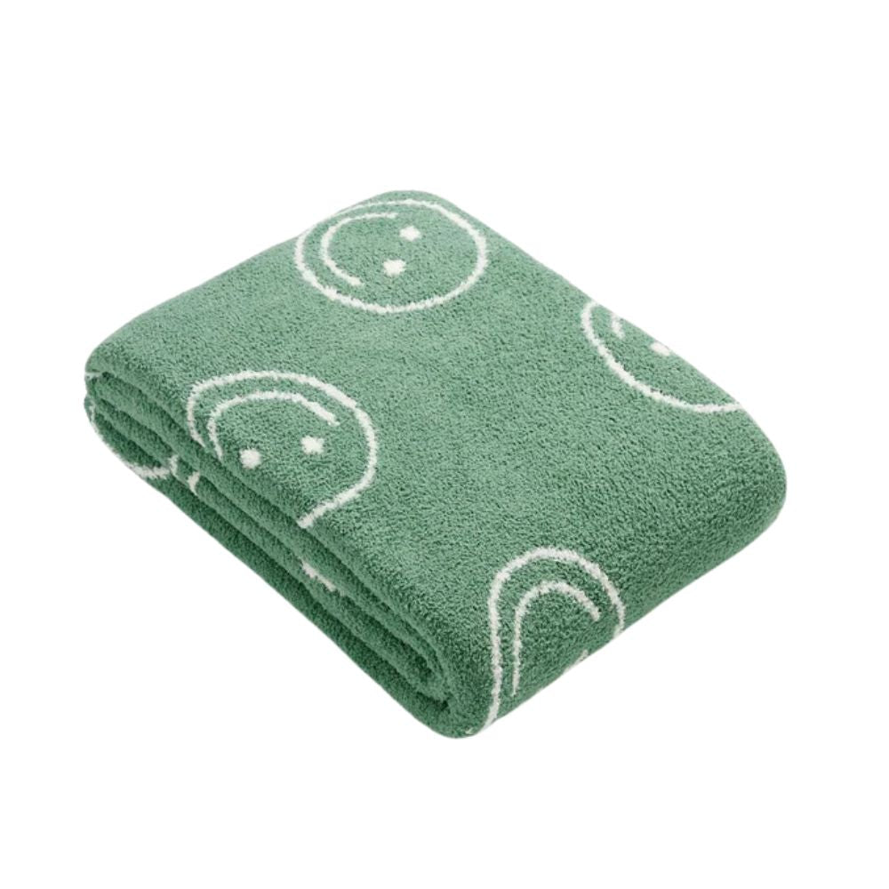 Throw Blanket Knitted Smiley Face 100% Cotton Machine Washable