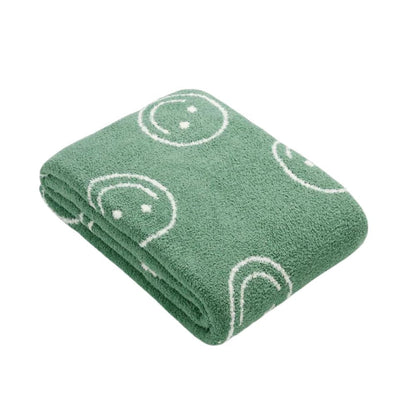 Throw Blanket Knitted Smiley Face 100% Cotton Machine Washable