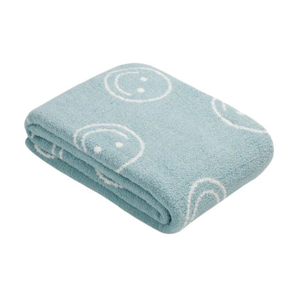 Throw Blanket Knitted Smiley Face 100% Cotton Machine Washable