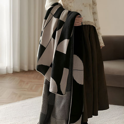 Throw Blanket Microfiber Blend Black & White Geometric
