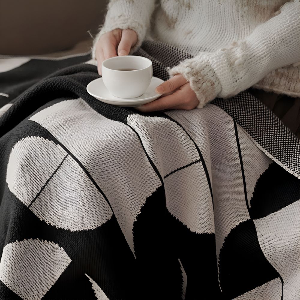 Throw Blanket Microfiber Blend Black & White Geometric