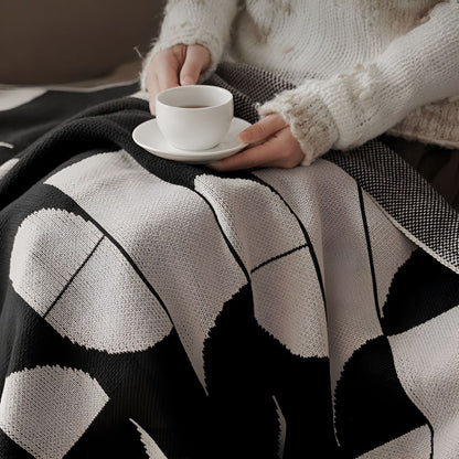 Throw Blanket Microfiber Blend Black & White Geometric