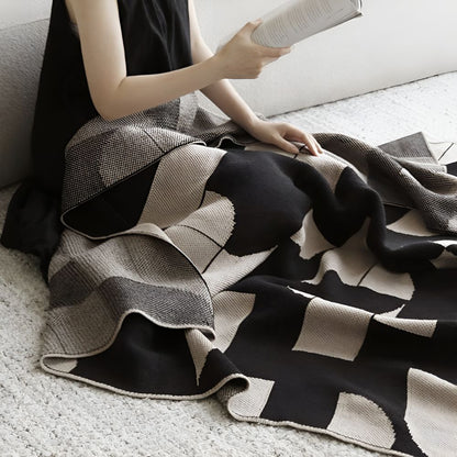Throw Blanket Microfiber Blend Black & White Geometric