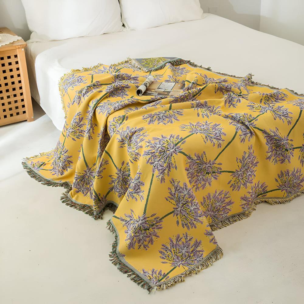 Throw Blanket Microfiber Blend Tassel Fringe Lightweight
