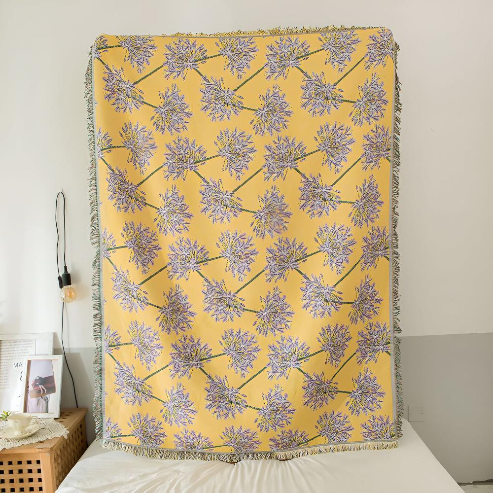 Throw Blanket Microfiber Blend Tassel Fringe Lightweight